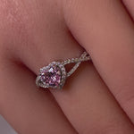 Sterling Silver Heart Halo Pink CZ Ring