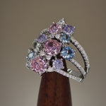 Sterling Silver Colorful Cluster CZ Ring