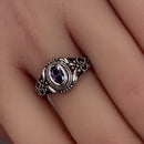 Sterling Silver Austere Amethyst-tone CZ Ring