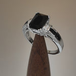 Sterling Silver Black Emerald-Cut CZ Ring