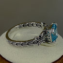 Sterling Silver Cushion-Cut Aqua CZ Ring