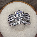 Sterling Silver CZ Engagement Ring Set