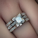 Sterling Silver Princess-Cut 2-Piece CZ Engagement Ring