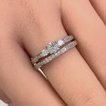 Sterling Silver 3 Stones Engagement Set Ring