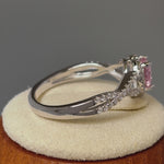 Sterling Silver Heart Halo Pink CZ Ring