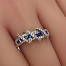 Sterling Silver Exotic Twisted Sapphire CZ Ring