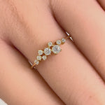 Solid 14K Yellow Gold Round CZ Cluster Ring