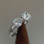 Sterling Silver Hearts Bow CZ Ring