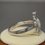 Sterling Silver Turtle White Lab Opal Ring