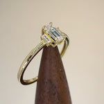 Solid 14K Yellow Gold Baguette Straight Cut CZ Engagement Ring