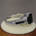 Sterling Silver Black Emerald-Cut CZ Ring