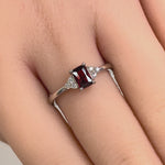 Sterling Silver Precious Emerald Cut Dark Garnet CZ Ring