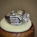 Sterling Silver CZ Engagement Ring Set