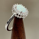 Sterling Silver Oval White Lab Opal CZ Ring