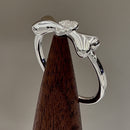 Sterling Silver Dog Bone & Heart CZ Ring