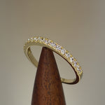 Solid 14K Yellow Gold Half Eternity Clear CZ Ring