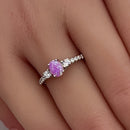 Sterling Silver Enchanted Oval Pink Lab Opal CZ Ring