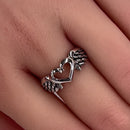 Sterling Silver Wings Heart Ring