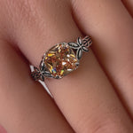 Sterling Silver Cushion-Cut Champagne CZ Ring