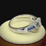 Sterling Silver Exotic Twisted Blue CZ Ring