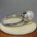 Sterling Silver Spiral Shell Pearl CZ Ring