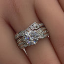 Sterling Silver CZ Engagement Ring Set