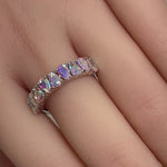 Sterling Silver Pear-shape Iridescent Rainbow CZ Ring