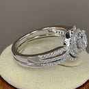 Sterling Silver Halo CZ Wedding Set Ring
