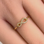 Solid 14K Yellow Gold Trendy Infinity CZ Ring