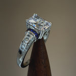 Sterling Silver Emerald-Cut Blue CZ Ring