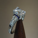 Sterling Silver Emerald-Cut Blue CZ Ring