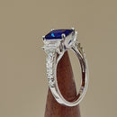 Sterling Silver Rectangular Blue CZ Ring