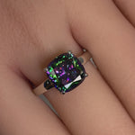 Sterling Silver Cushion-Cut Rainbow CZ Ring