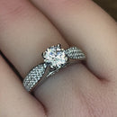 Sterling Silver Pave CZ Engagement Ring
