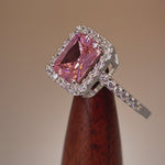 Sterling Silver Pink Halo CZ Ring