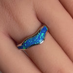 Sterling Silver Blue Lab Opal Abstract Wave Ring