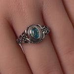 Sterling Silver Austere Oval Aquamarine CZ Ring