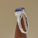 Sterling Silver 3-Stone Tanzanite-tone CZ Ring