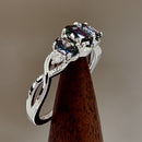 Sterling Silver Triple Rainbow CZ Ring