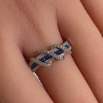 Sterling Silver Exotic Twisted Blue CZ Ring