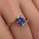 Sterling Silver Tanzanite-tone CZ Ring