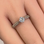 Sterling Silver Petite Pave Round Cut Clear CZ Engagement Ring