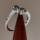 Sterling Silver Double Heart Rainbow Topaz CZ Ring