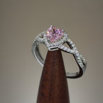 Sterling Silver Heart Halo Pink CZ Ring