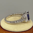 Sterling Silver 3-Stone Tanzanite-tone CZ Ring