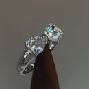 Sterling Silver Hearts Bow CZ Ring