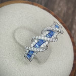 Sterling Silver Exotic Twisted Blue CZ Ring
