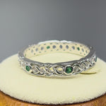Sterling Silver Braided Eternity Green CZ Ring