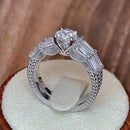 Sterling Silver Baguette 2-Piece CZ Engagement Ring