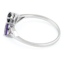 Sterling Silver Double Heart Dark Violet Blue & Black CZ Ring